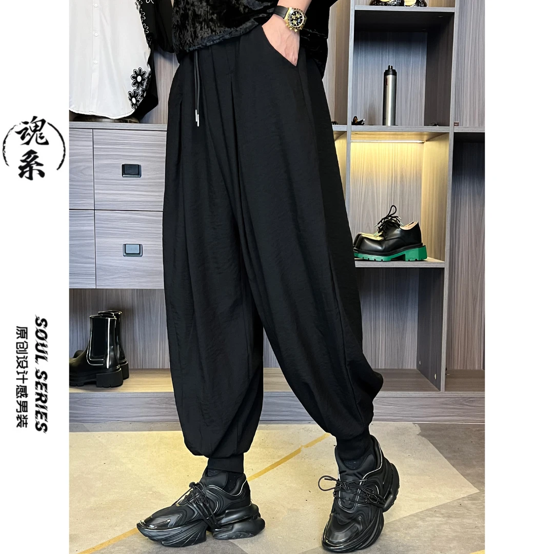 [魂系]夏哈伦裤新款长裤灯笼裤山本暗黑风冰爽透气时尚个性2502