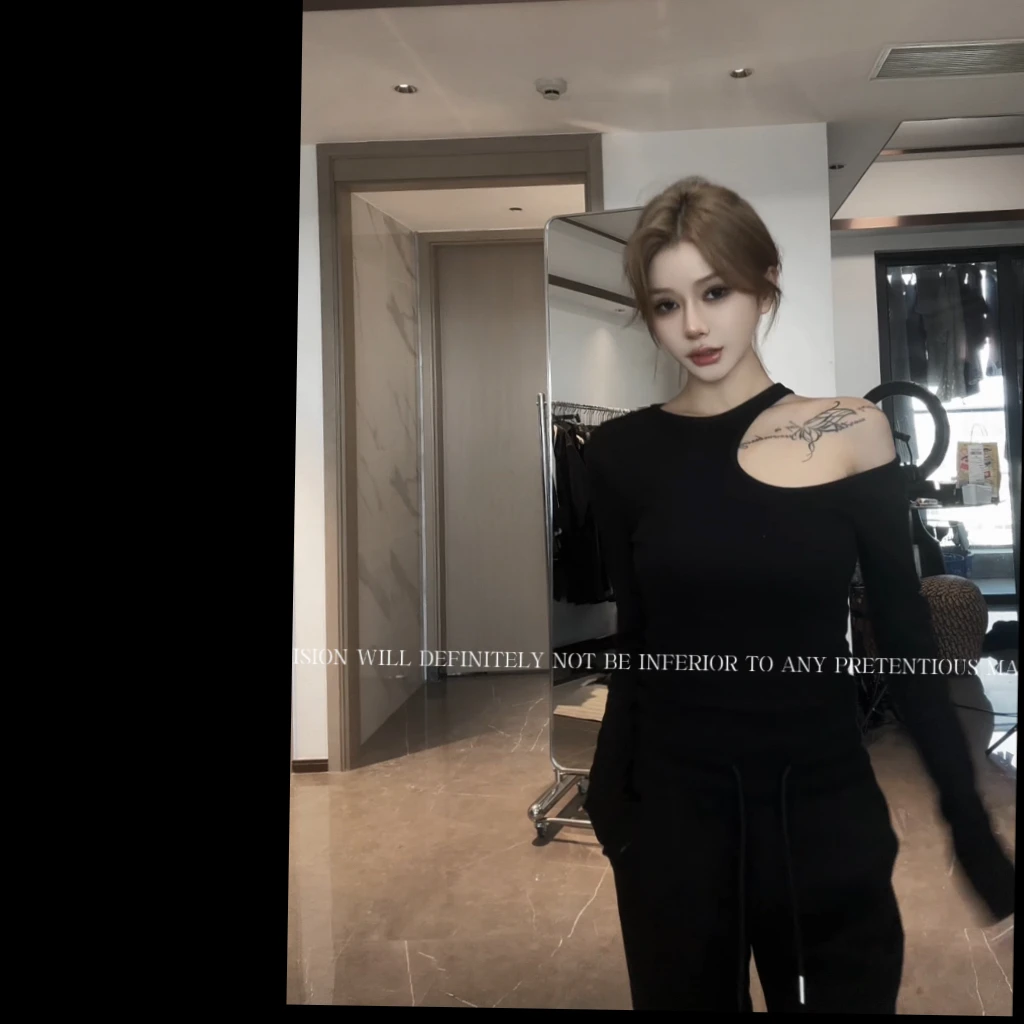 Black vitality黑标上新.【说你爱我】新款磨毛紧身上衣~