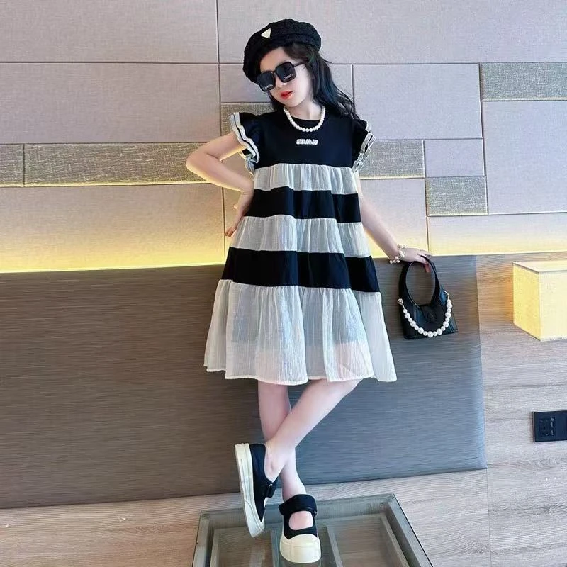 505458  韩版女童新款夏款时尚洋气百搭休闲无袖连衣裙