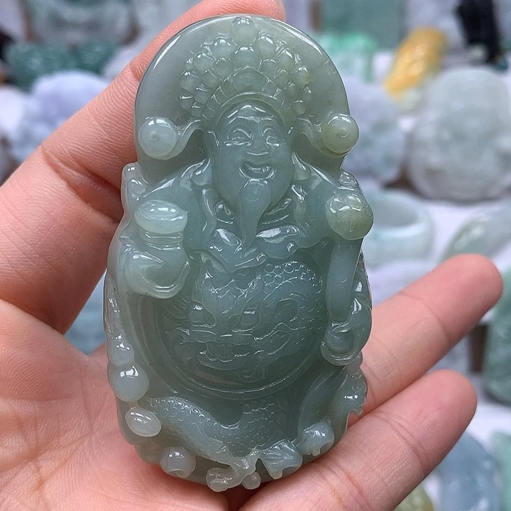 翡翠未镶嵌颈饰立体财神爷福利