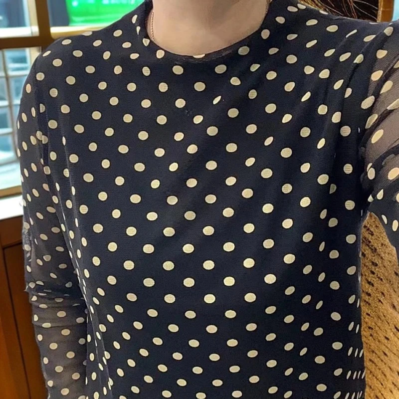 新款波点七分打底衫