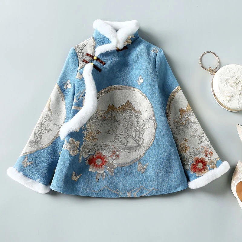 冬棉衣女式国风民族织锦提花短款棉服外套旗袍版棉衣重工好看文艺