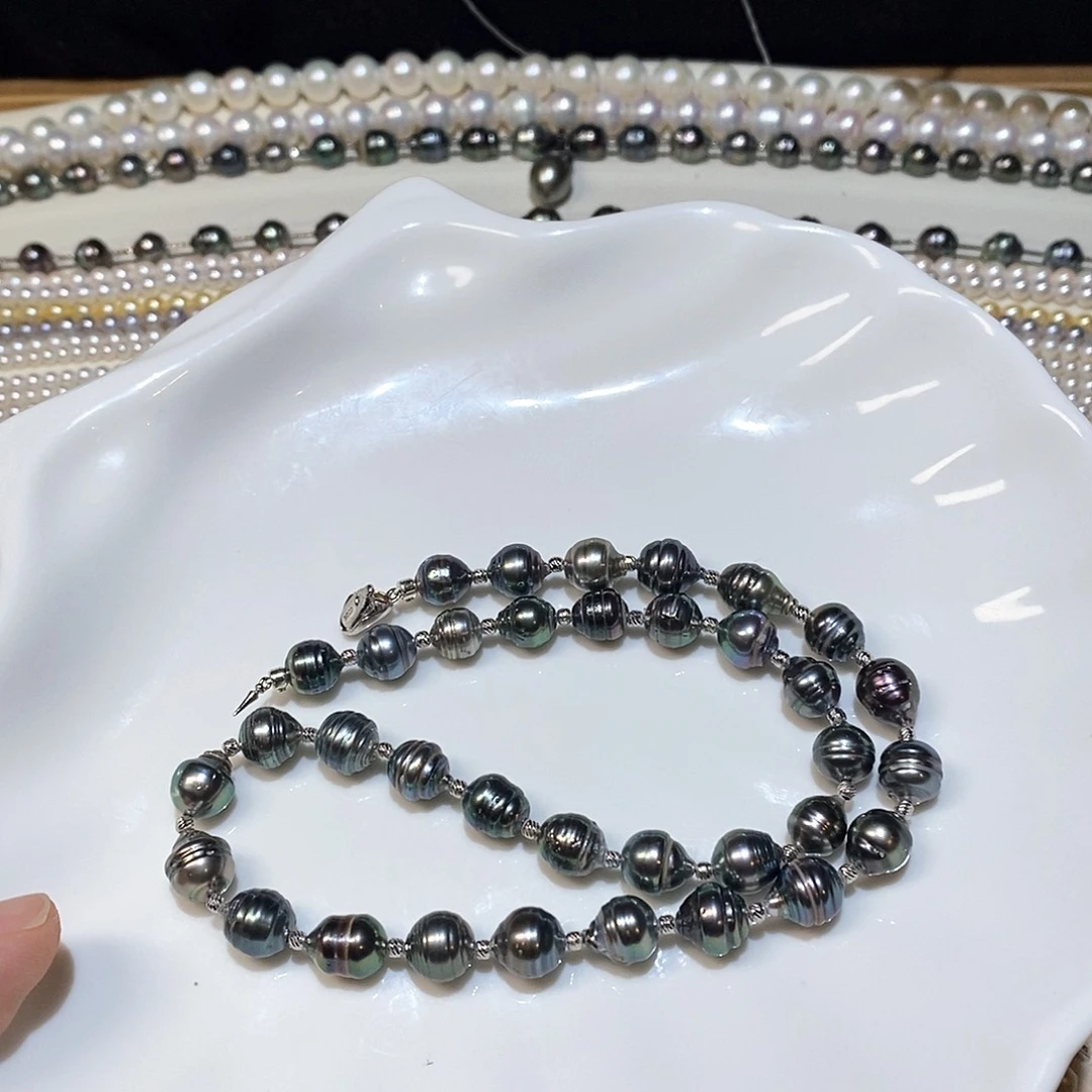 银S925镶嵌颈饰海水珍珠8-9