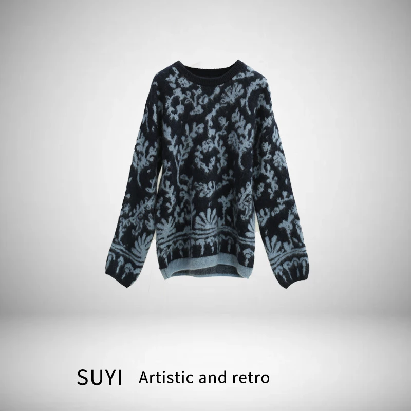 【SUYI原创高定】新款青花瓷蓝色毛衣