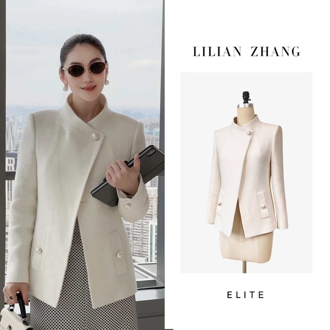 E-定制—静奢风 —都市摩登—风尚之选—珍珠白时尚优雅外套 2405032
