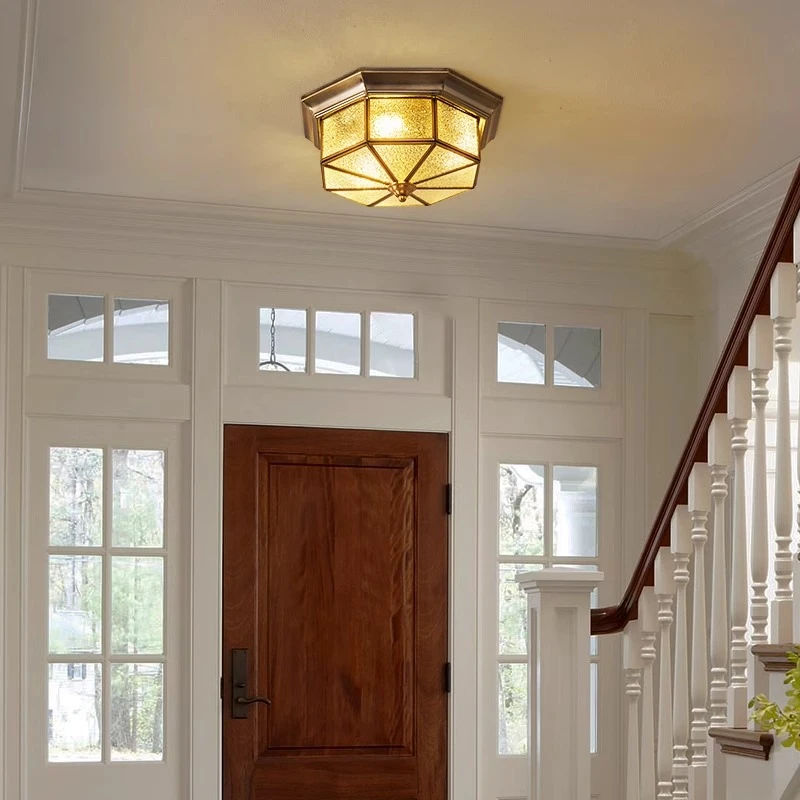 全铜简约阳台美式吸顶灯家用吸顶灯玄关过道灯走廊灯门厅客厅简约