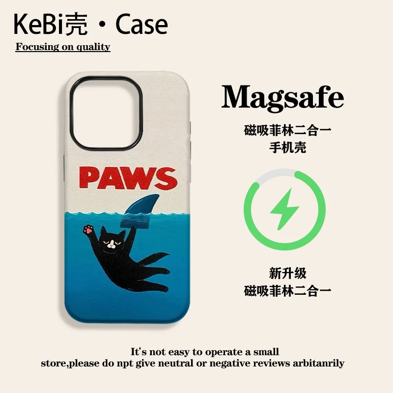 适用苹果16promax手机壳趣味海底小猫iPhone15磨砂防摔14菲林全包