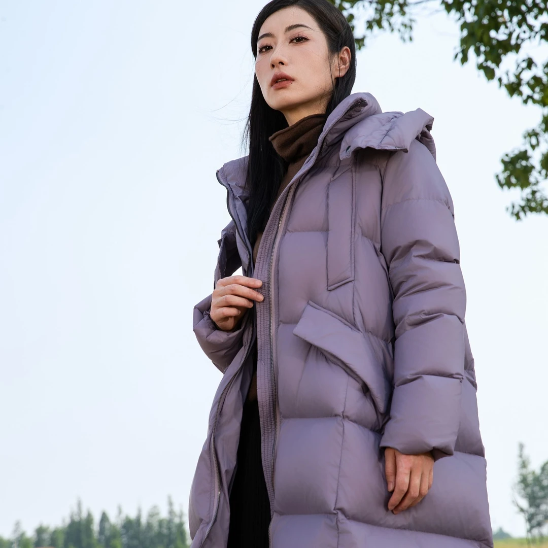 90女款鹅绒服连帽加厚保暖冬季休闲长款-458235