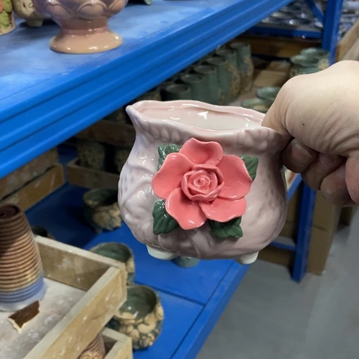 陶瓷花盆单场满9.9发10.5*8.5粉