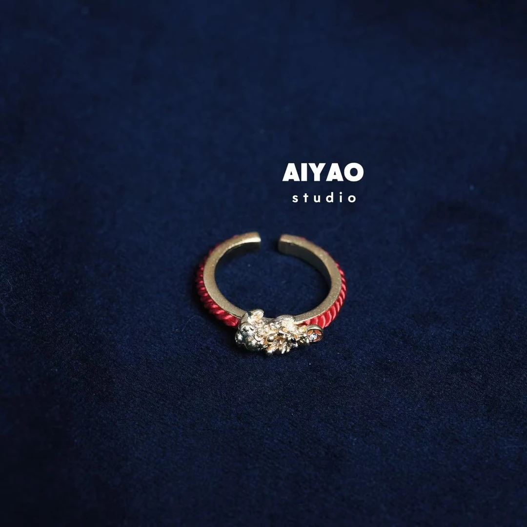 合金戒指 【AIYAO】红绳貔貅戒指A57