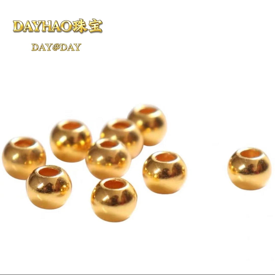 钛钢吊坠 钛钢金珠珠礼物项链光珠光面金色手工2mm绳粗红绳通用