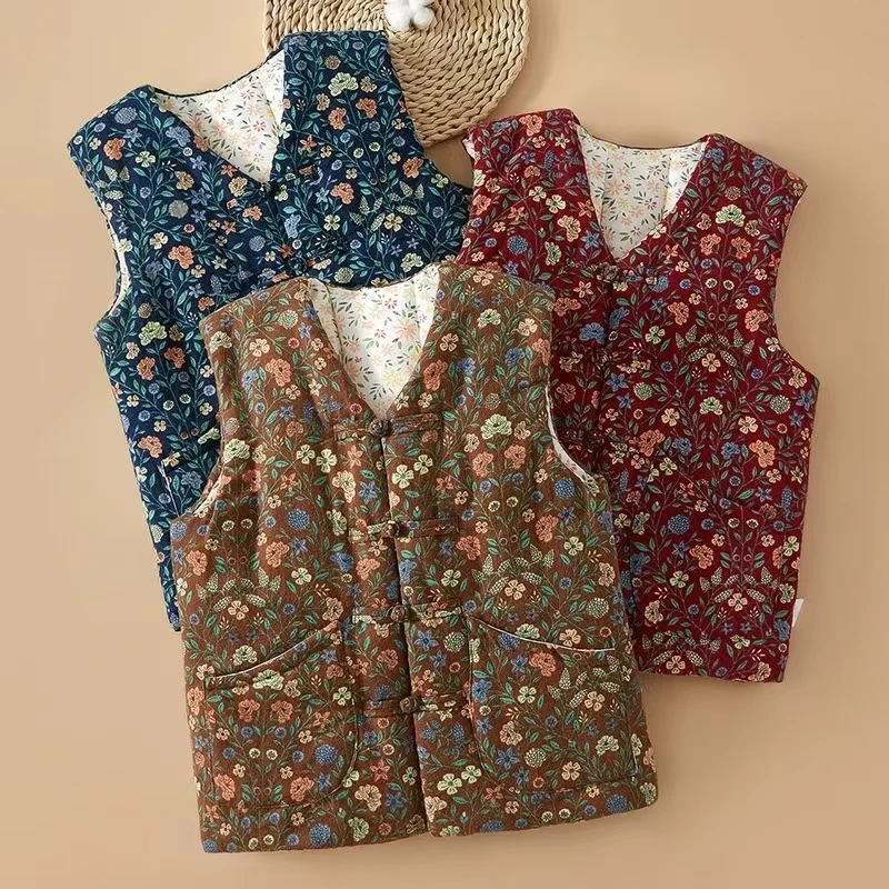 【现0912-3号 粉花棉马甲】--姐妹服饰2店