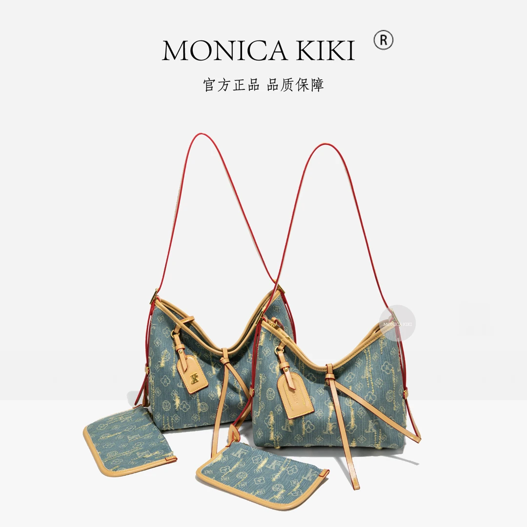 MONICA KIKI/莫妮卡奇奇小众牛仔托特包经典复古斜挎包-2052