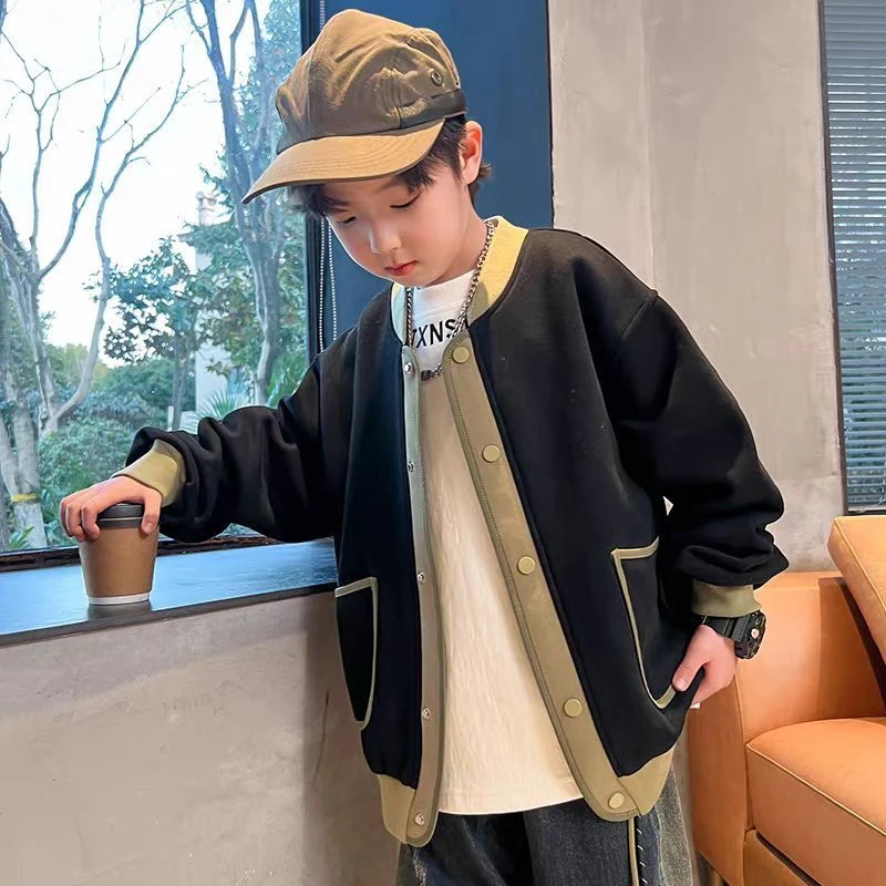 男童春装外套2025新款中大儿童春秋款棒球服男孩休闲帅气上衣
