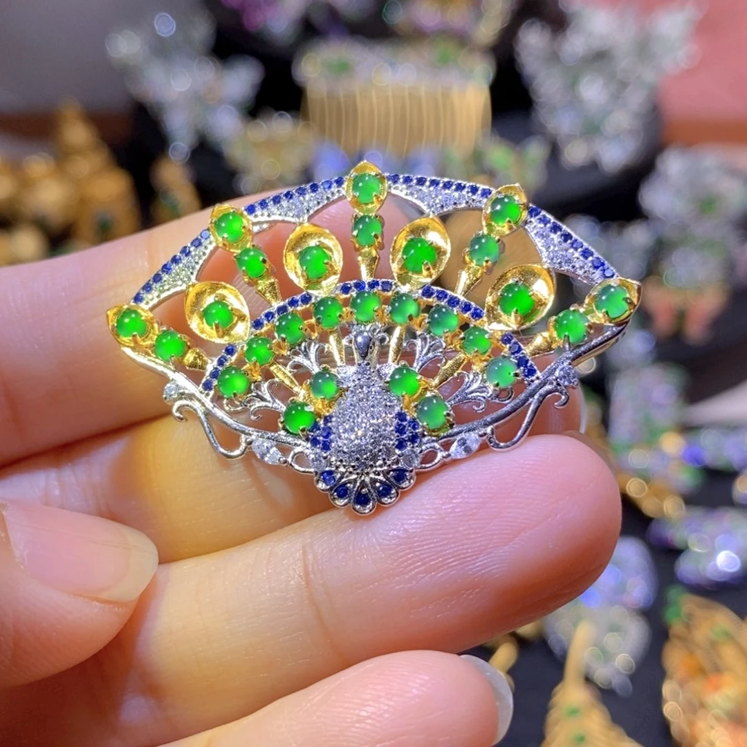 吊坠(不含链)银S925镶嵌翡翠