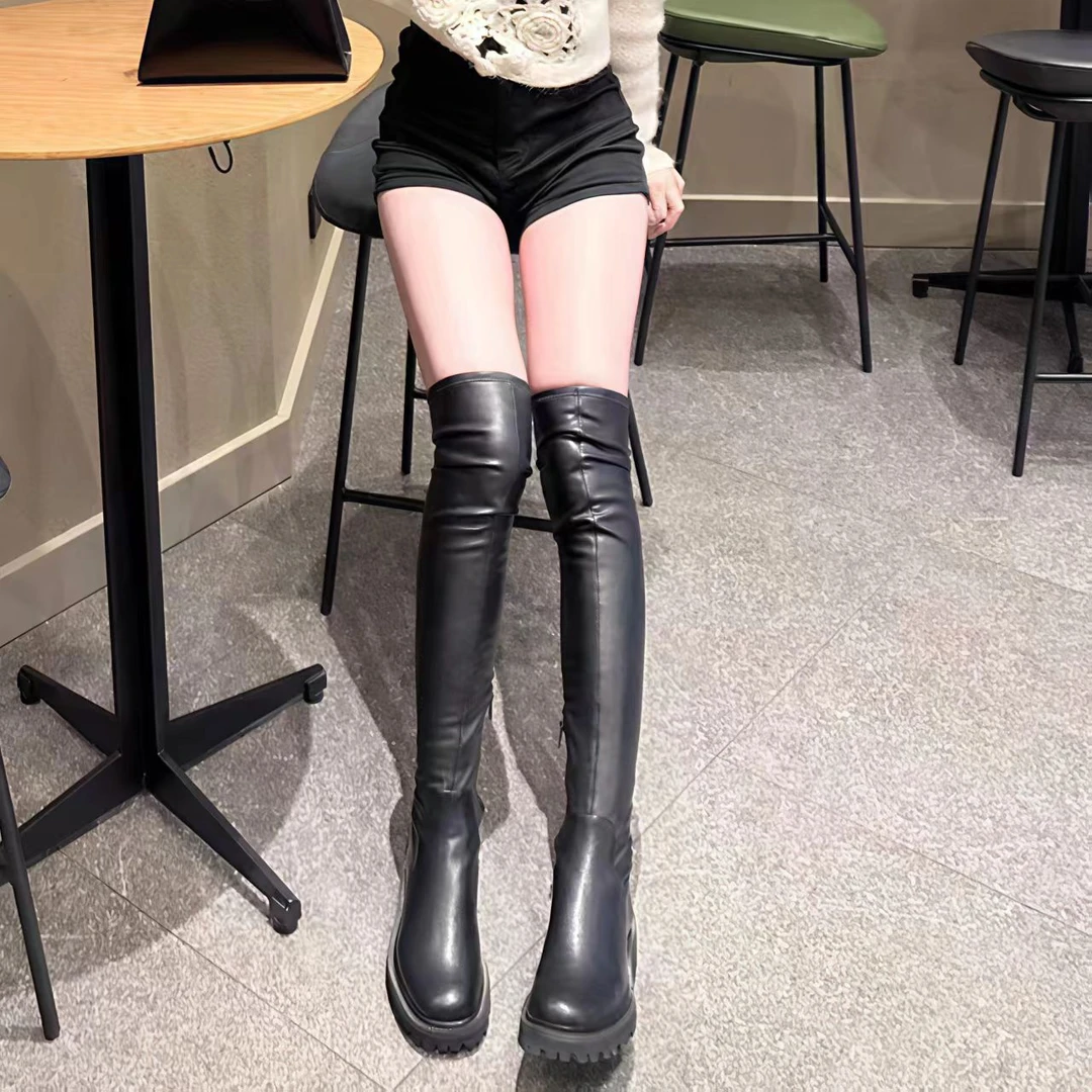 CHARLES&KEITH秋冬新款女靴复古皮带扣中筒骑士西部靴C-857