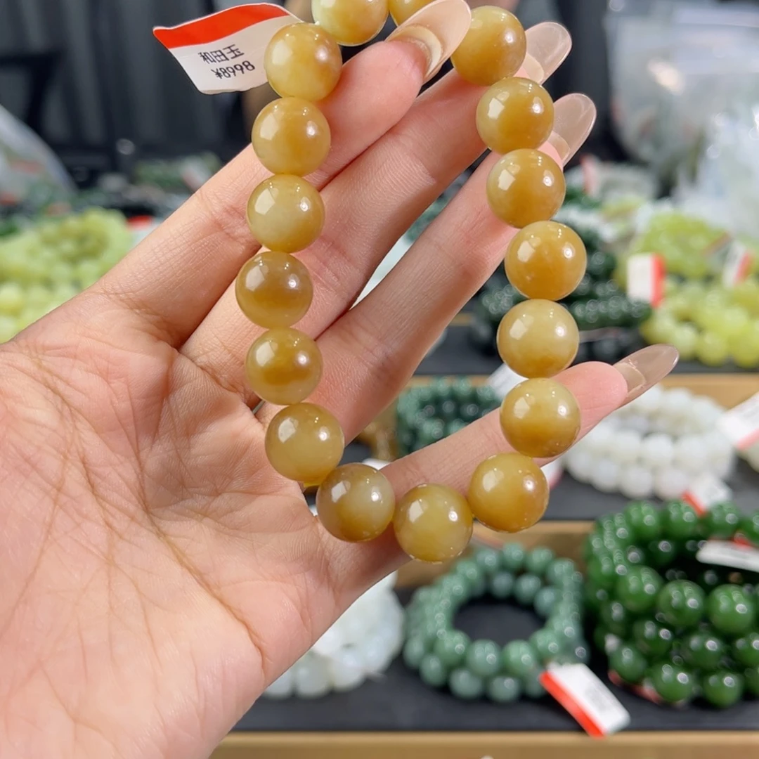 未镶嵌手链和田玉纯天然和田玉12mm新疆且末糖