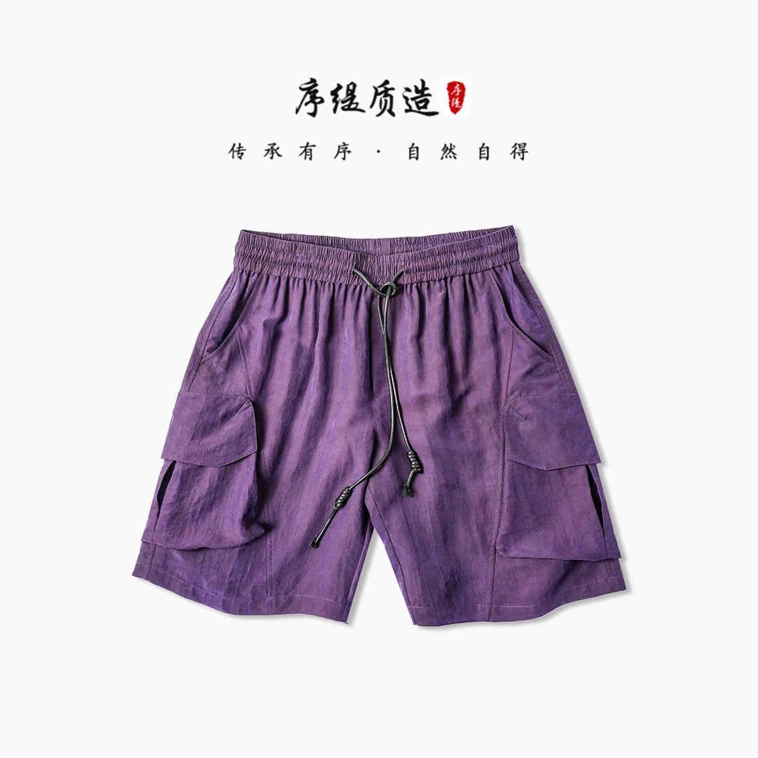 序缇夏季新款国风新中式香云纱桑蚕丝男士短裤H156-2667