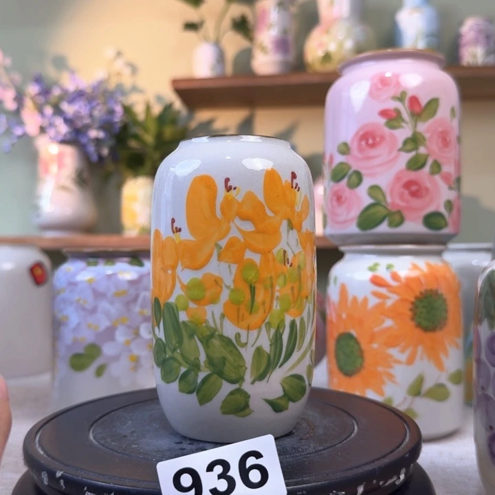 景德镇原创设计手绘陶瓷花瓶摆件无孔