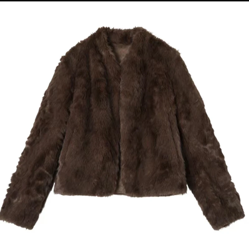 人造皮草 轻奢美拉德小湖羊环保毛皮草外套