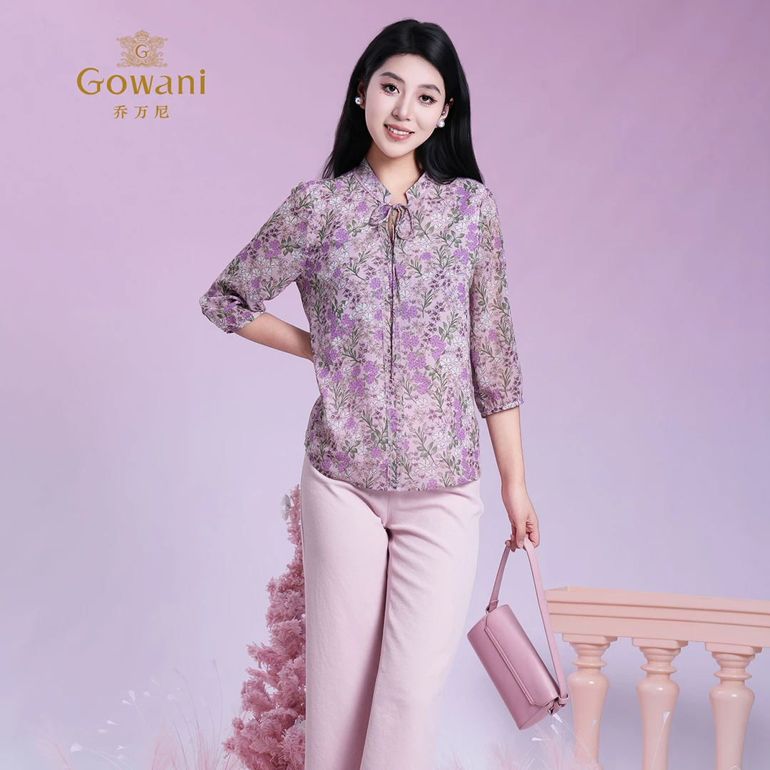 Gowani/乔万尼商场同款碎花衬衫洋气减龄设计女上衣ED2C533时尚