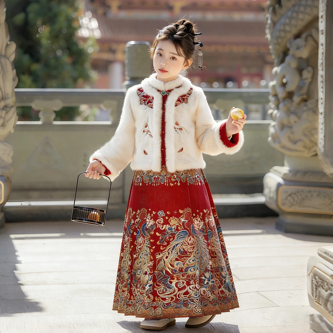 旗袍女童国风中式加绒拜年服冬季2025新款加厚保暖儿童喜庆zh