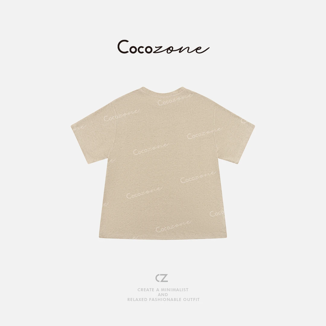 COCO ZONE 刘一一  【亚麻混纺】裱框T日常简约圆领印花T恤CD1A0910