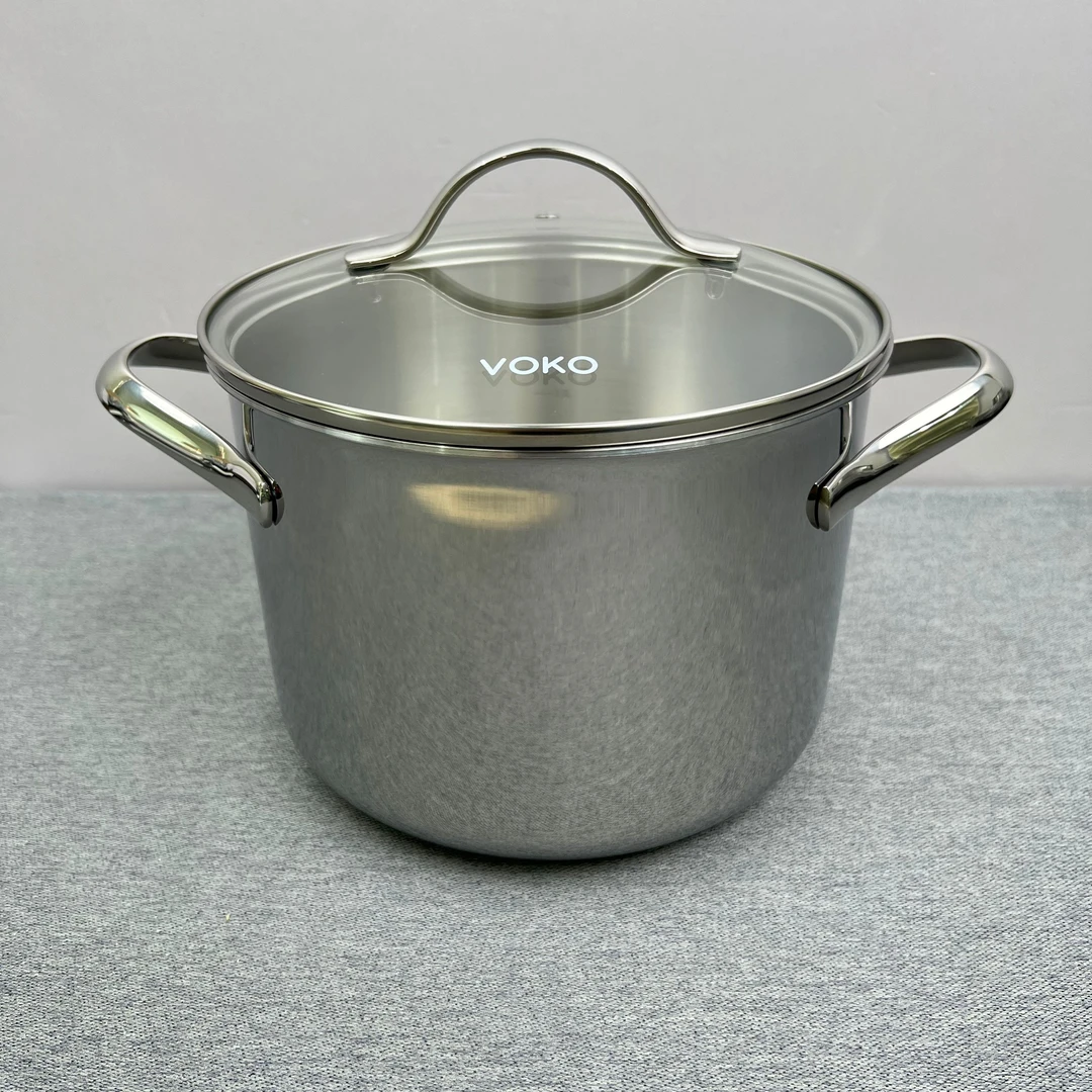 TG202 VOKO304不锈钢双耳汤锅20*15CM容量4.5L带盖重约1.83KG