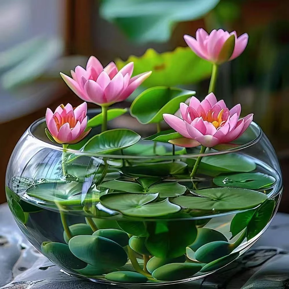 已开口碗莲种水培植物遇水就活四季莲花绿植水养懒人盆栽花