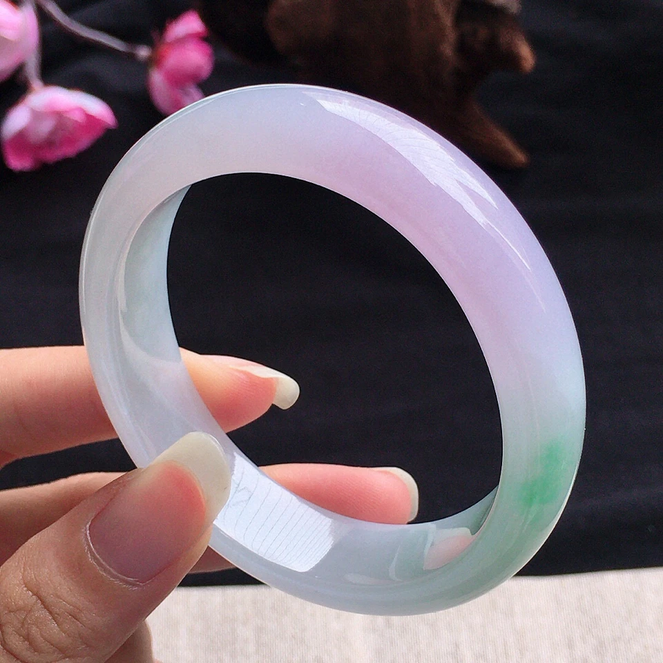 正圈冰润春彩飘绿少女风精美平安镯美人镯