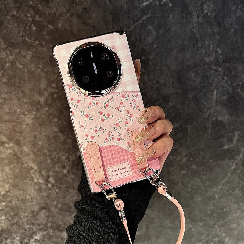 夏日粉色小碎花适用华为matex6折叠屏手机壳matex5典藏版中轴保护