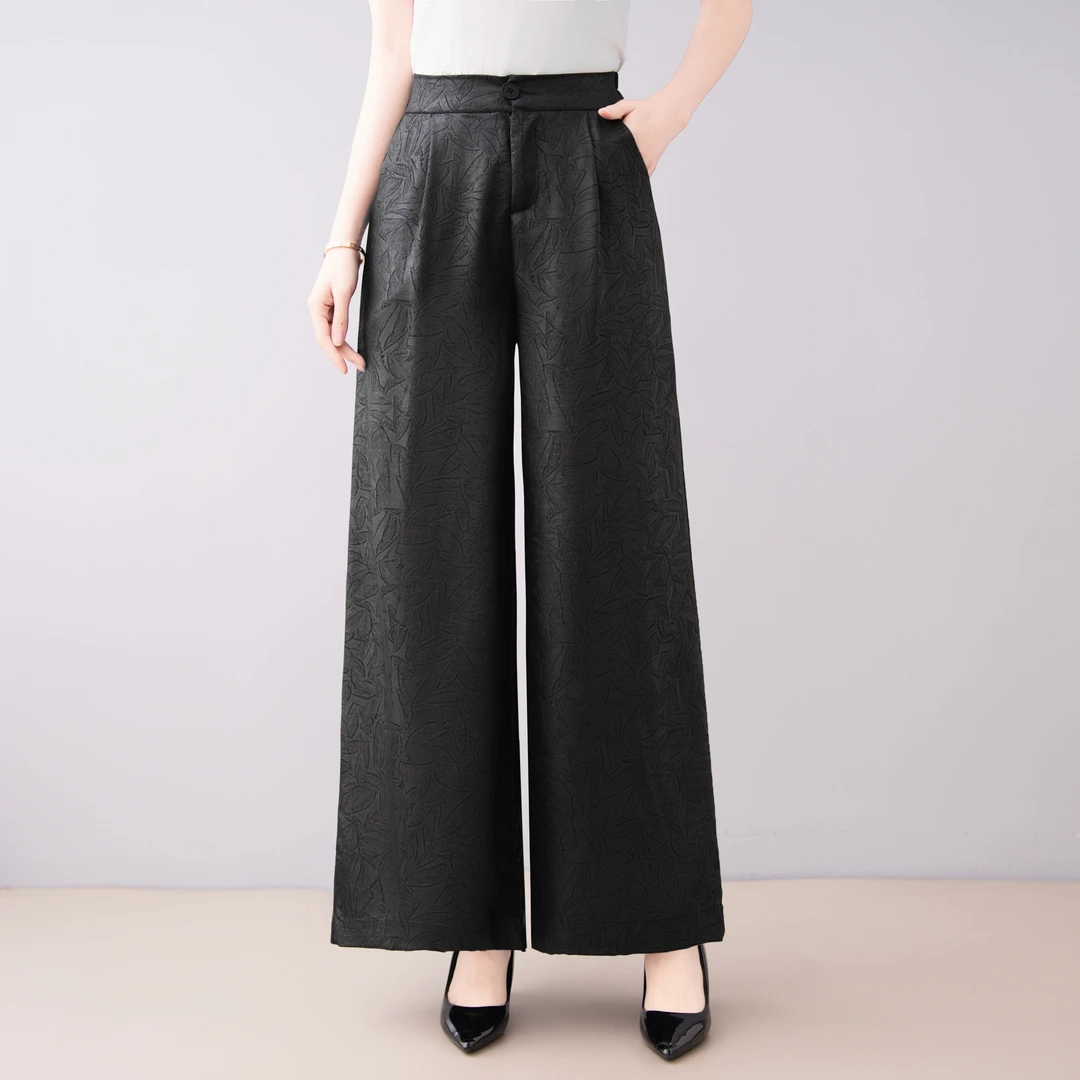 夏季新款高端轻奢质感阔腿裤百搭气质高贵女裤休闲裤显瘦直筒长裤
