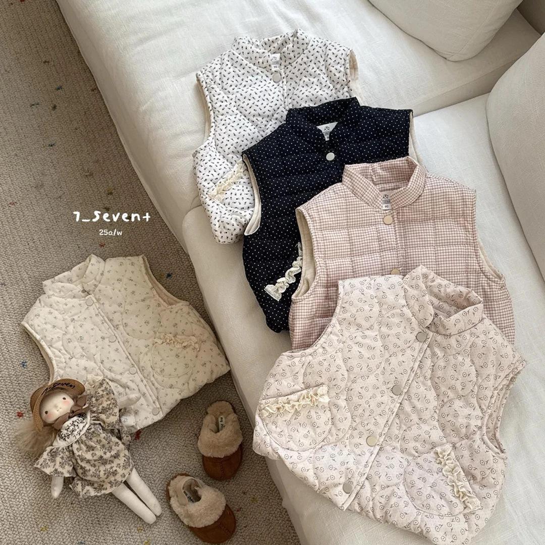 7-seven正品25秋冬女童马甲桑蚕丝夹棉马甲外套上衣百搭小马甲