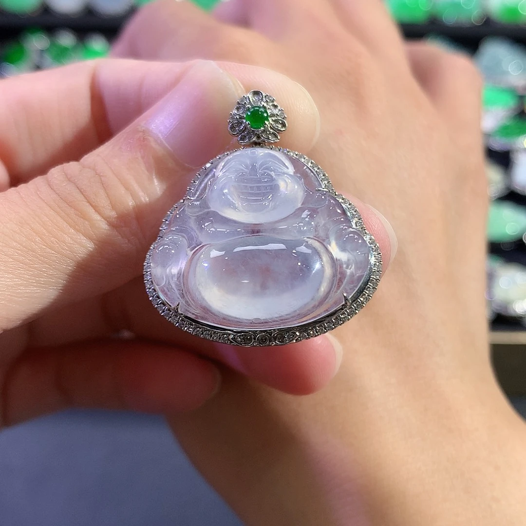 翡翠18K金镶嵌吊坠(赠链)