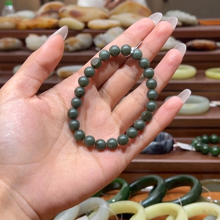 和田玉（青玉）未镶嵌手链沙枣青