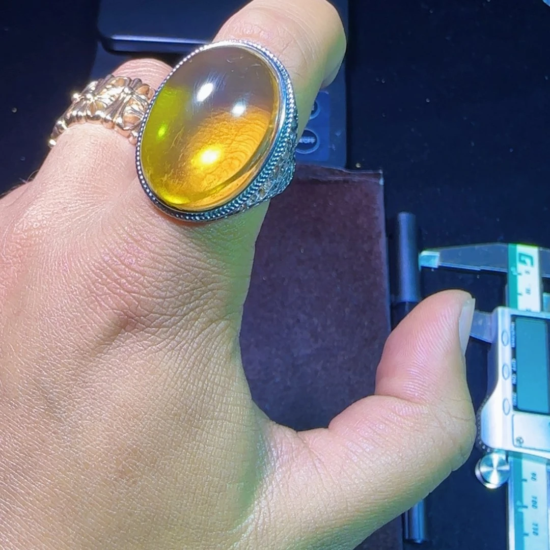 琥珀银S925镶嵌裸石琥珀