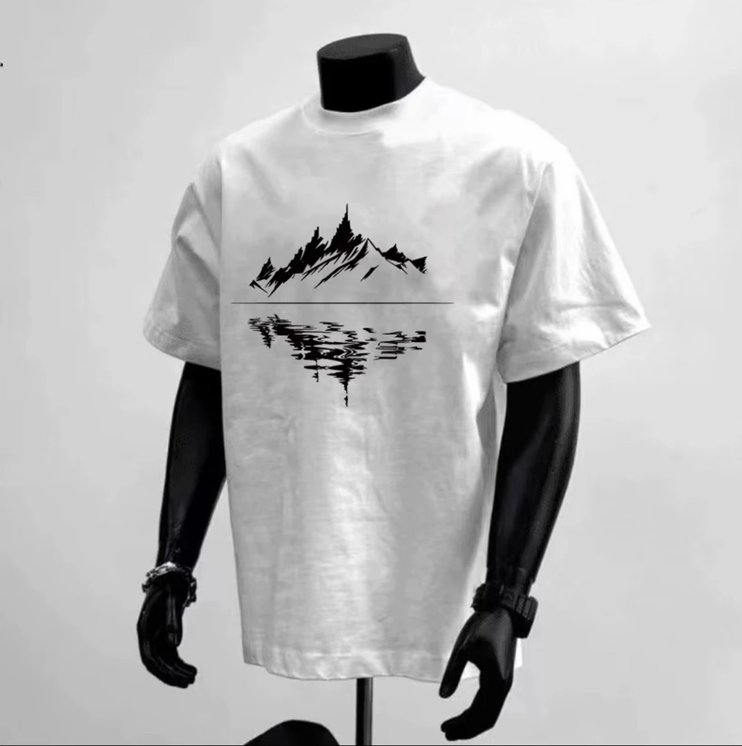 圆领纯棉不透T恤短袖印花宽松夏季个性男士休闲情侣潮流复古国潮