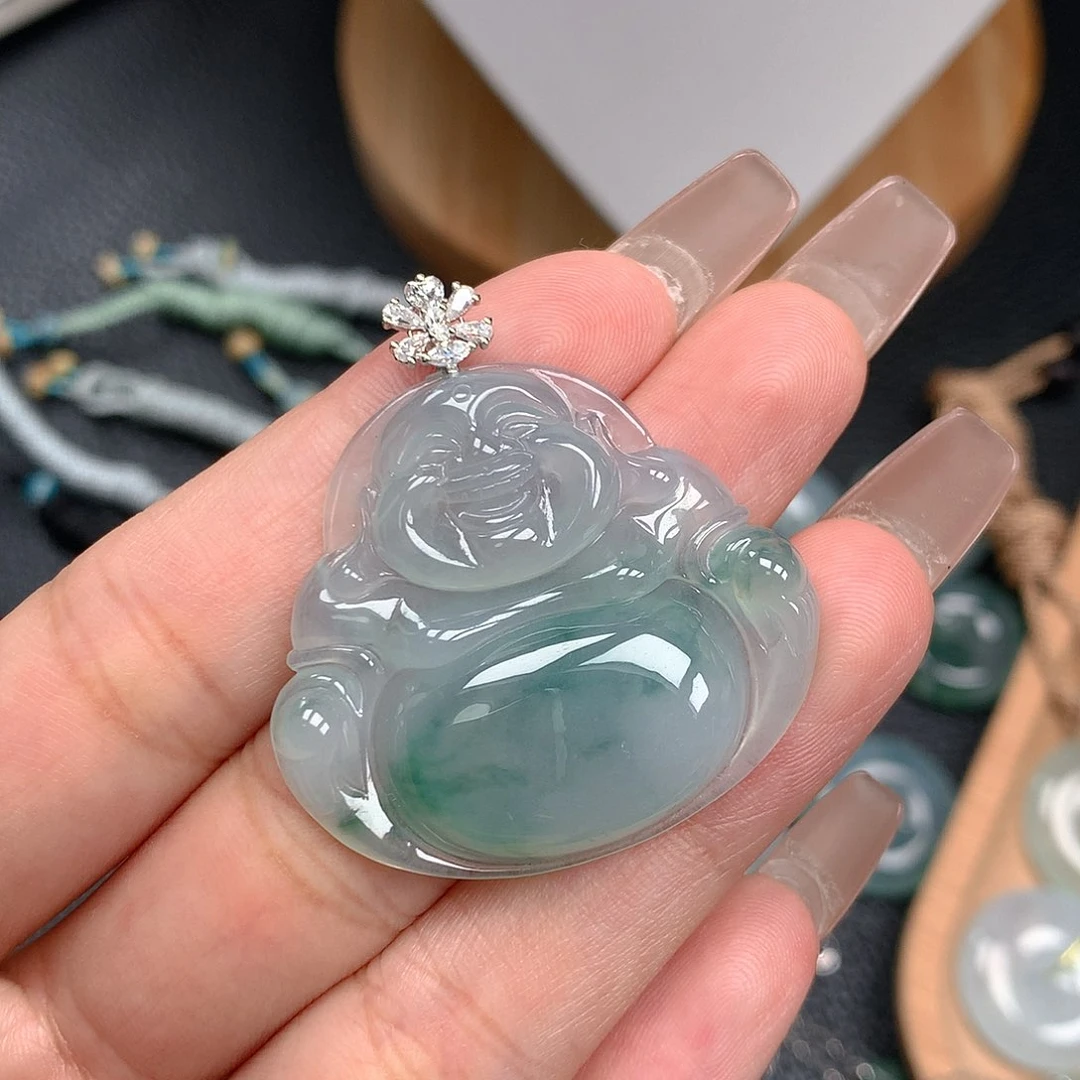 吊坠(不含链)18K金镶嵌翡翠