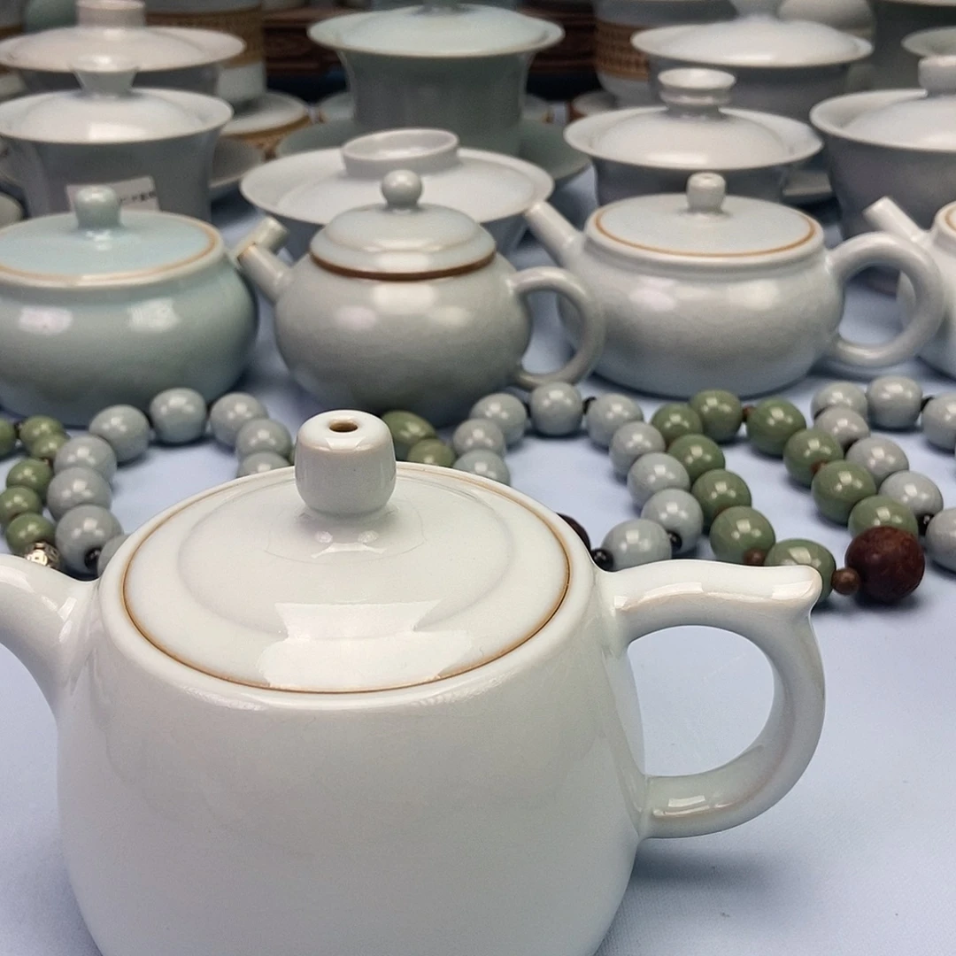 杯微瑕月白井栏壶原矿原釉原产地