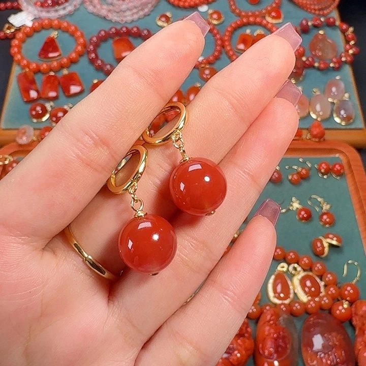 南红玛瑙银S925镶嵌8+