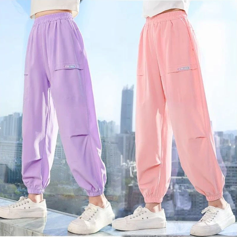 女童防蚊裤儿童夏季裤子中大童冰丝速干裤休闲透气薄款女孩长裤