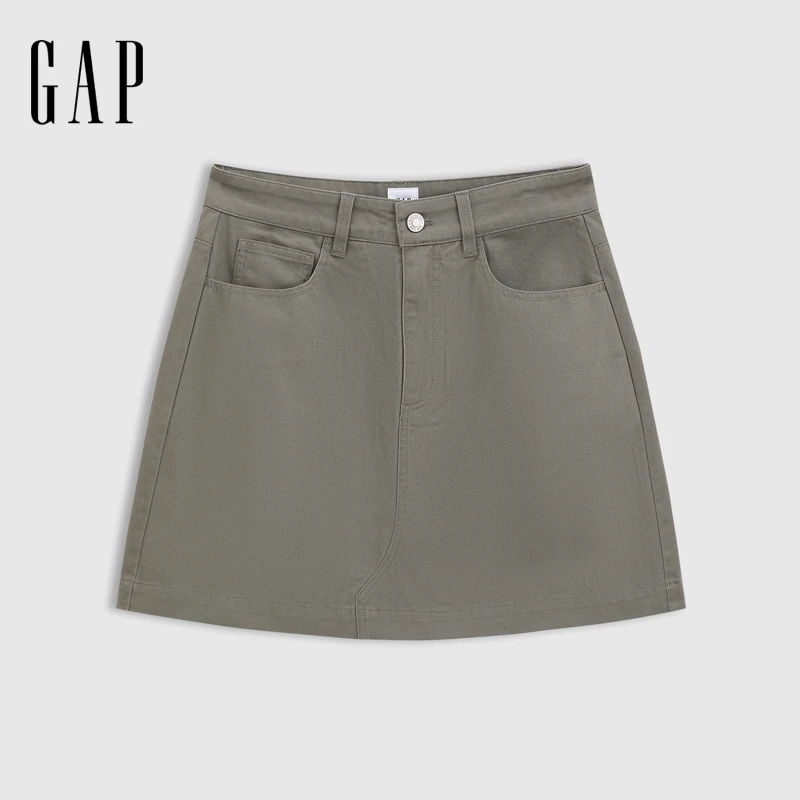 休闲女装2025夏季新款斜纹短款无弹中腰半裙百搭A字包臀裙765708