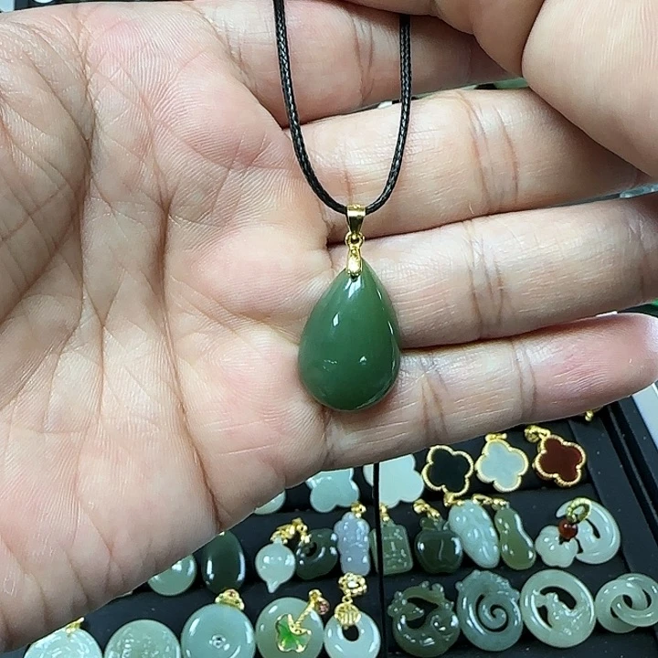 和田玉吊坠(不含链)银S925镶嵌