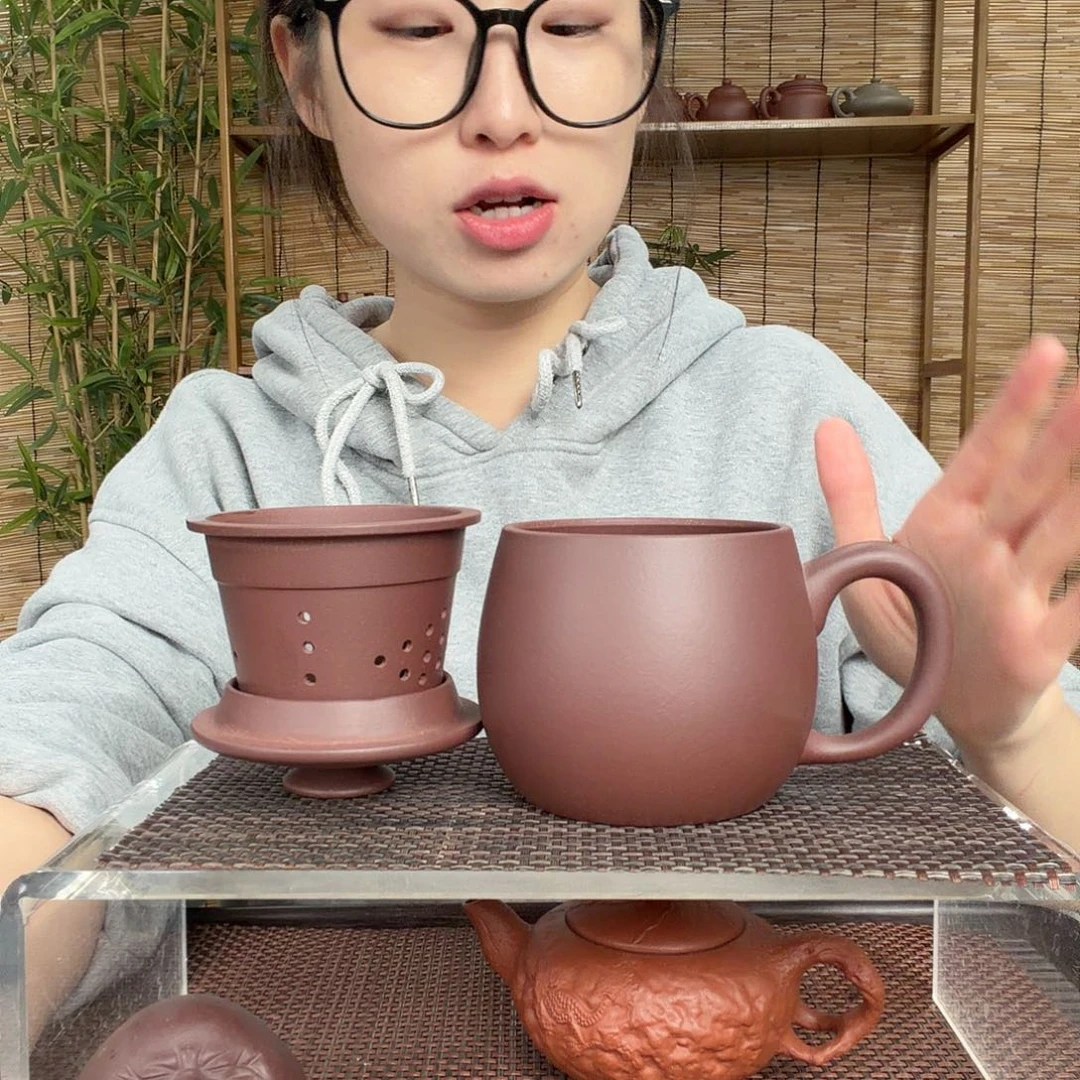 茶壶紫砂原矿湖父底槽清福圆三件套没礼盒尾单