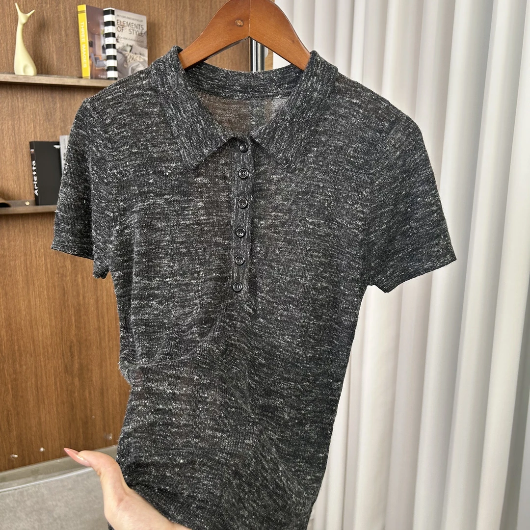 Diana-Tamara  【暗香疏影】  透气舒适亚麻polo衫短袖t CX25TS1005