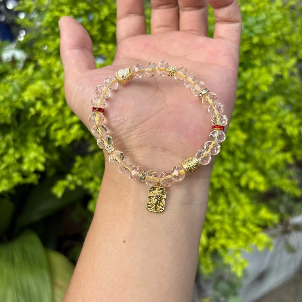 非金属仿水晶手链 百搭八方来黄水水手链女款饰品串珠轻奢手串