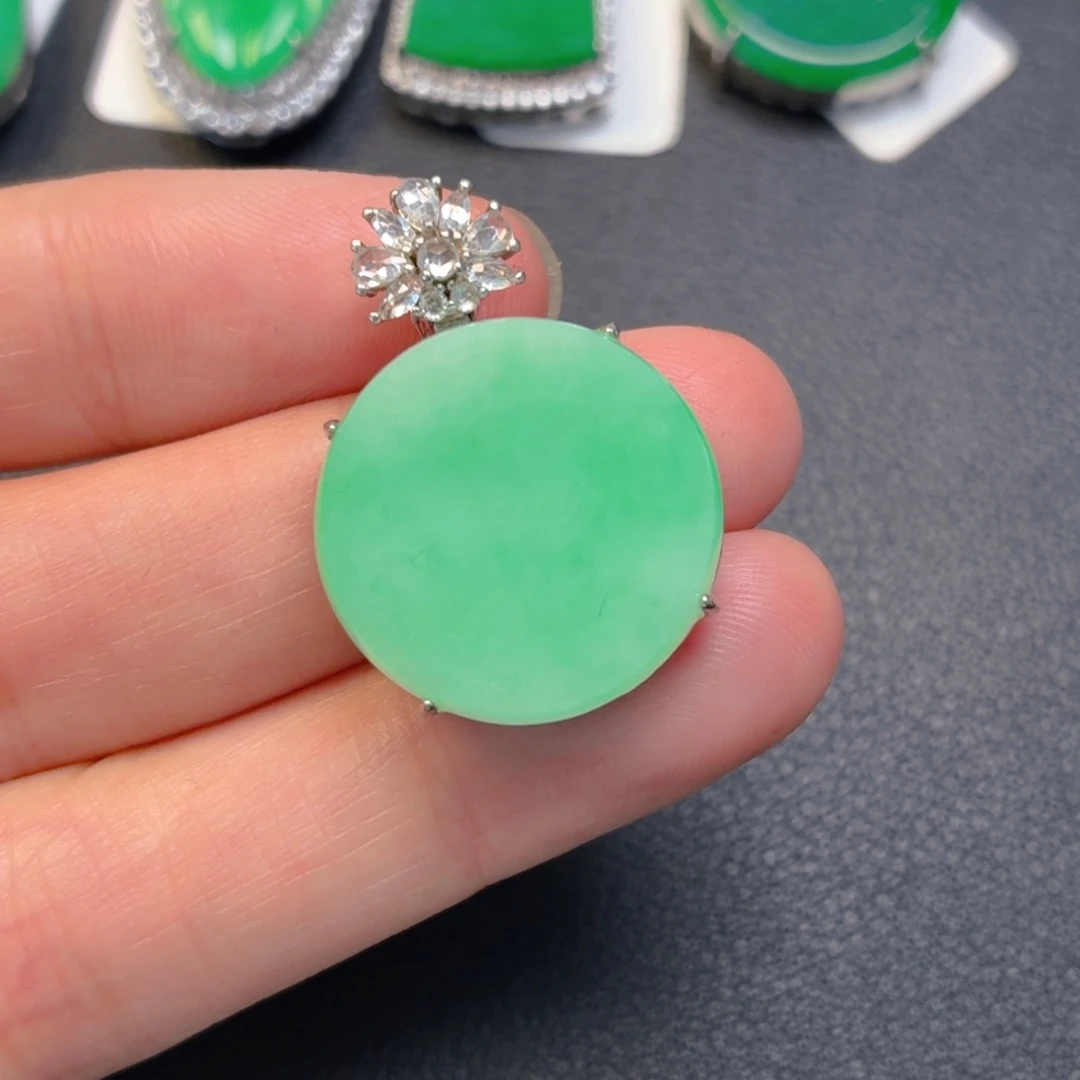 翡翠银S925镶嵌吊坠(不含链)