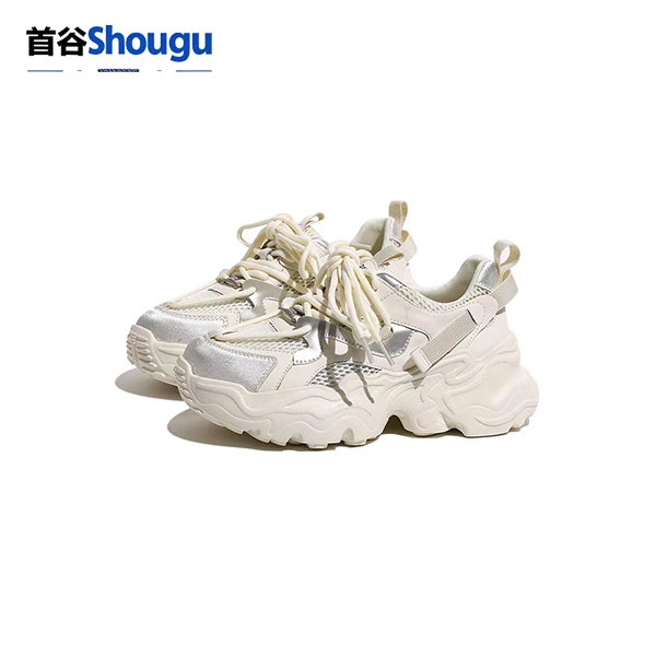2025新款夏季增高厚底网面老爹鞋女欧货巴黎设计感百搭小众运动鞋