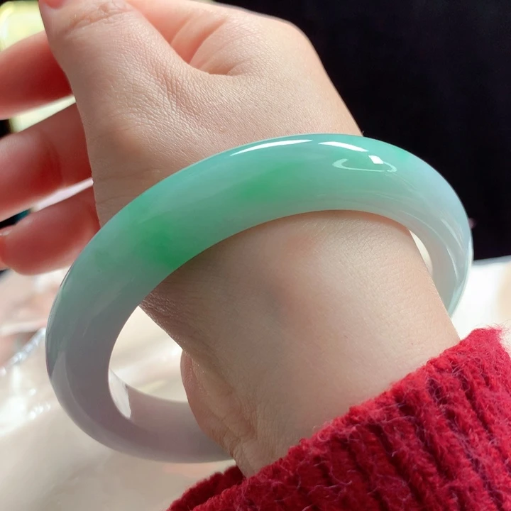 翡翠手镯未镶嵌冰胶阳绿35品质货
