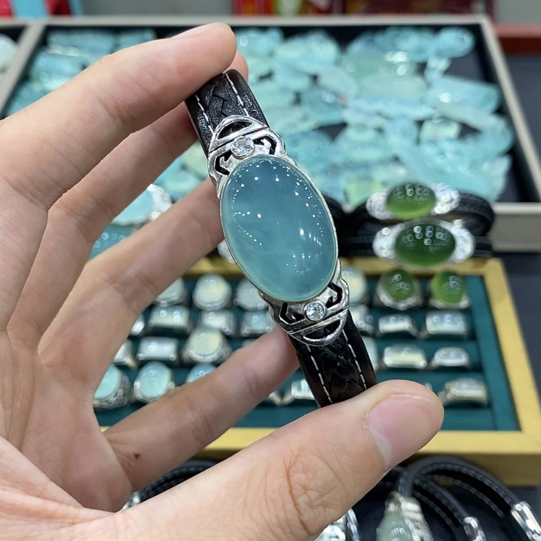 【闪购商品】蛇纹石玉银S925镶嵌手牌